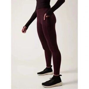 ATHLETA ALTITUDE STASH TIGHT IN POLARTEC POWERSTRETCH SPICE CABERNET SMALL NWT